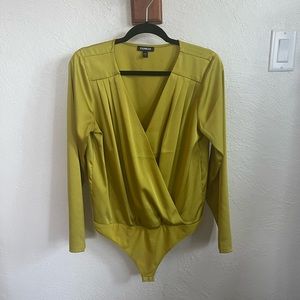 Express Chartreuse Silk Bodysuit size M